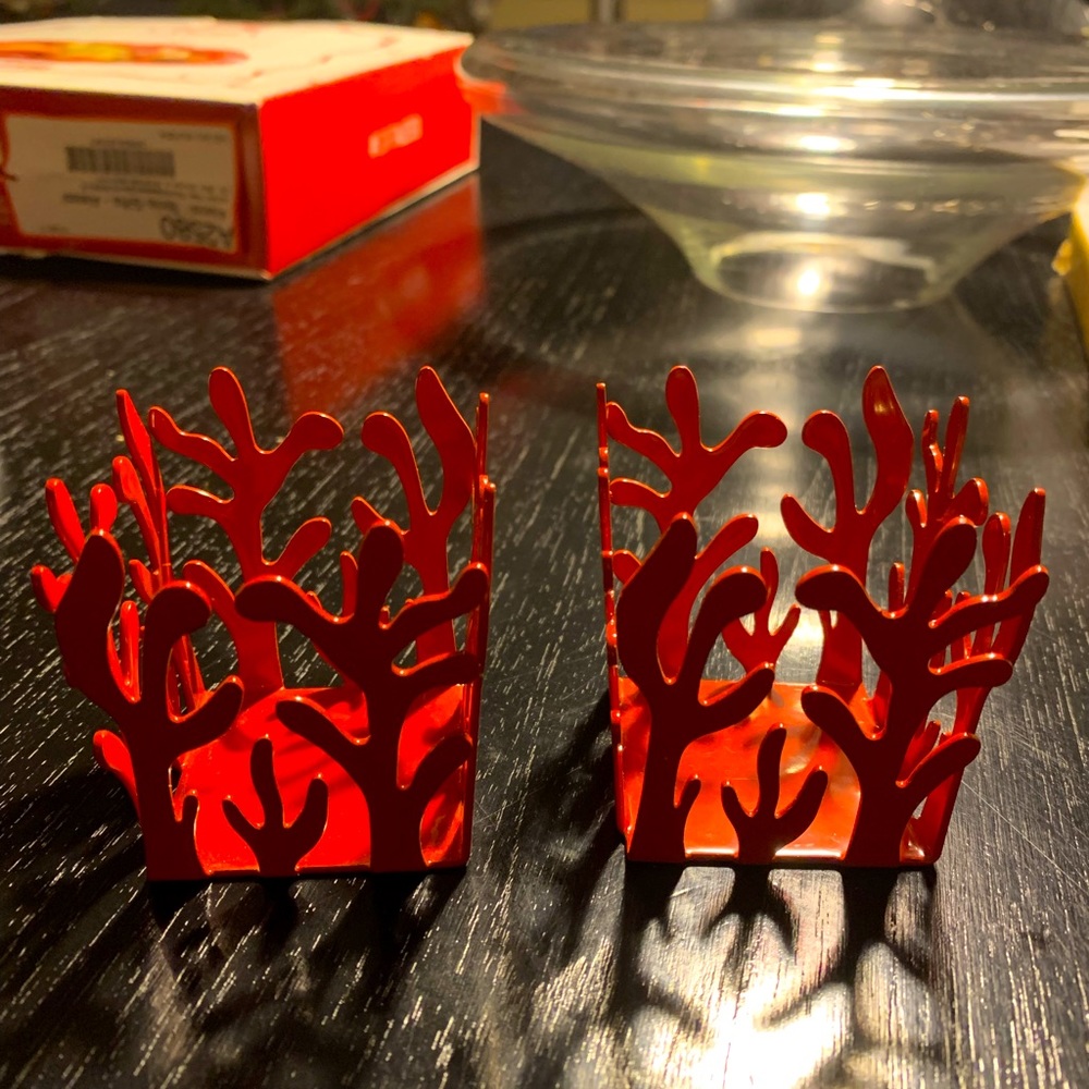 Alessi Mediterraneo Tealight Holder, Red (ESI04 R) Price for 1 set of 2